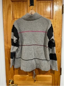 Maglione girocollo vintage donna Escada Sport grigio misto lana righe old money - Foto 1 di 5