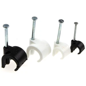 Cable Clip Hook Style Round for Fastenings 5mm to 14mm Cables Black/White/Brown - Afbeelding 1 van 31