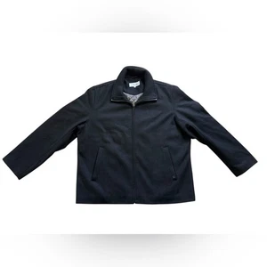 Calvin Klein Black Wool Blend Full Zip Jacket Men’s Large L/G Quilted Lining - Picture 1 of 8
