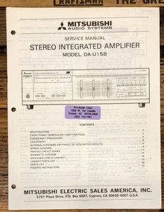 Mitsubishi DA-U158 Amplifier Service Manual *Original* - Picture 1 of 1