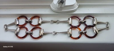 Cinturón Nordstrom raro de colección concha de tortuga y herrajes cromados 26" Steampunk Foto 1 de 4