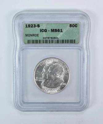 1923-S Monroe Commemorative Half Dollar MS61 ICG *5770 - Image 1 of 3