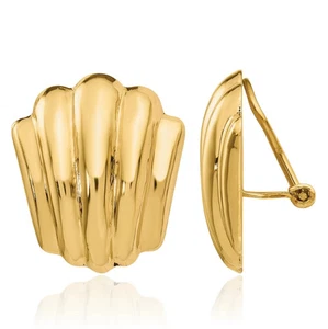 14K Solid Yellow Gold Non Pierced Clip On Earrings - Picture 1 of 11