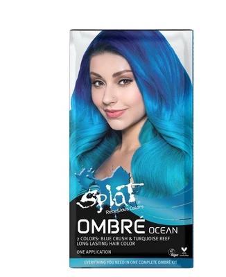 Kit de tinte para cabello SPLAT Ombré Ocean azul aplastamiento arrecife turquesa semipermanente NUEVO Foto 1 de 4