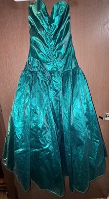 Винтажный Gunne Sax Jessica McClintock металлический вечеринки выпускного вечера платье без бретелек размер 11 зеленый - Изображение 1 из 4