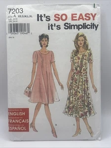 Simplicity 7203 Damen Kleid Muster zwei Längen Gr. XS-XL ungeschnitten Factory Fold - Bild 1 von 3