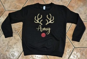 GIRLS GLITTERY CHRISTMAS JUMPER SWEATSHIRT FROM JUST HOODS - 12/13 - Picture 1 of 3