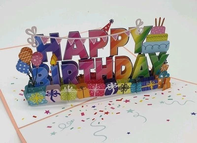 🎉 Geburtstagskarte 3D Grußkarte Pop up Happy Birthday Gratulation Karte  - Bild 1 von 3