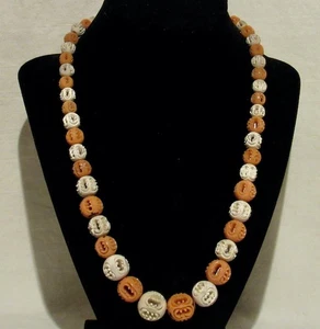 BEAUTIFUL ANTIQUE ART DECO NECKLACE with GRADUATED CARVED CELLULOID BEADS - Bild 1 von 5