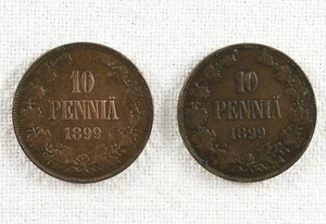 Zwei finnische 10 Pennia Münzen von 1899 - Bild 1 von 2
