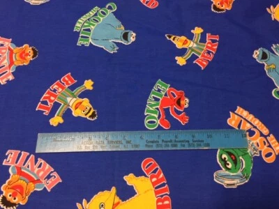 SESAME STREET vintage fabric 1 yard 36"Lx45"W material Elmo Big Bird Bert Ernie - Image 1 of 2