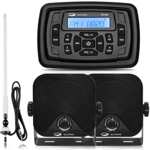 Marine Radio Stereo Bluetooth Waterproof Audio System + 4in Speakers + Antenna - Picture 1 of 12