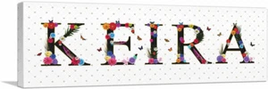 ARTCANVAS KEIRA Girls Name Room Decor Panoramic Canvas Art Print - Foto 1 di 11
