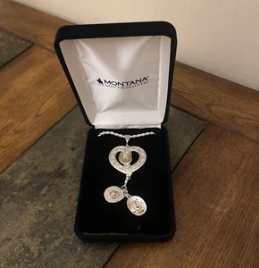 Montana Plateros Collar Lariat Corazón Vaquero Sombreros Cuerda Retorcida Terciopelo Caja - Imagen 1 de 3