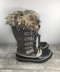 Sorel Joan of Arctic Snow Gray Waterproof Leather Womens Boots NL1540 Size 7 - Picture 1 of 10