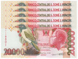 San Santo Tomás y Príncipe 20000 Dobras X 5 PIEZAS 2010 P-67 1/20 Paquete Unc - Imagen 1 de 2
