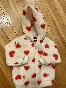Baby Girl 💖 Old Navy Hoodie Sweater Jacket Hearts 6-12 months - Picture 1 of 6
