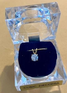 Gold Tone Cz Solitaire Fashion Pendant - Picture 1 of 5