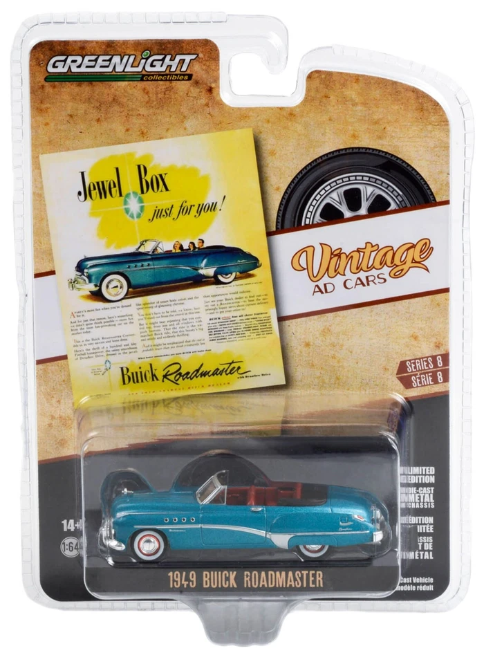 1:64 GreenLight *VINTAGE AD CARS 8* Teal 1949 Buick Roadmaster Convertible *NIP* - Image 1 of 1