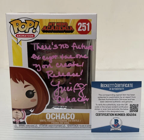Luci Christian Signed Ochaco MY HERO ACADEMIA Exclusive Funko Pop BECKETT COA 5 Cover