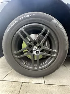 Set of 4 18" Porsche Macan OEM Powder Coated Matte Black Rims Continental Tires - Picture 1 of 4