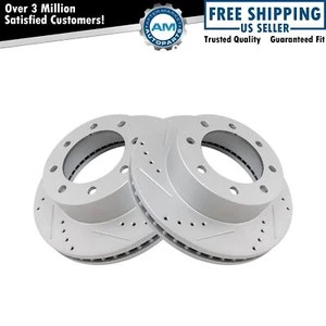 Performance Brake Rotor Drilled Slotted Front Coated Pair for Ford F250 - Picture 1 of 5