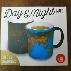 Welt Tag und Nacht Wärme wechselnde Tasse Karte Kaffee Tee Tasse Aktiviert Farbe Globus - Bild 1 von 5