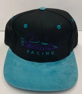Andretti Racing Baseball Trucker Cap Black Turquoise Purple Canvas Suede Adjusts - Picture 1 of 7
