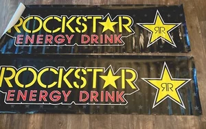 Two Rockstar Energy Hanging Banner. Wall, Garage, Event, approximate 1.5'x5' - Picture 1 of 9