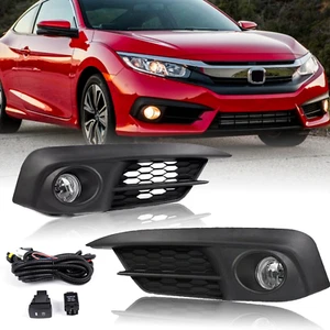 For 2016 2017 2018 Honda Civic Front  Bumper Fog Lights w/ Switch+Bulbs+Wiring - Foto 1 di 7