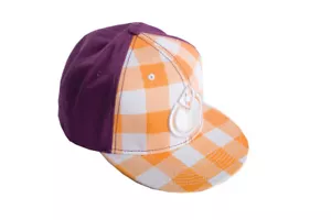 Nomis Simon Fitted Baseball Hat Cap Size 7 3/8 Purple W/ White Orange Plaid - Picture 1 of 1