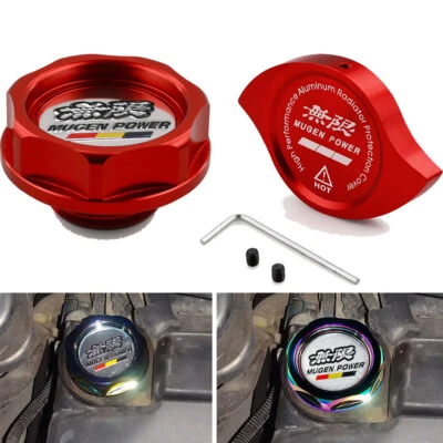 Racing Red Oil Filler Cap Water Radiator Cap Kit Mugen Power For Honda Acura - Imagem 1 de 4