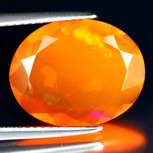 3.08 ct Mesmerizing Oval Cut (15 x 12 mm) Heated Orange Fire Opal Loose Gemstone - Picture 1 of 2