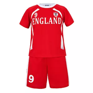 Kids Football T-shirt & Shorts Kit England Barcelona Outfit Training Top Soccer - Picture 1 of 7