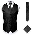 ZEROYAA Men's Classic 3pc Paisley Jacquard Vest Set Necktie Pocket Square 2XL