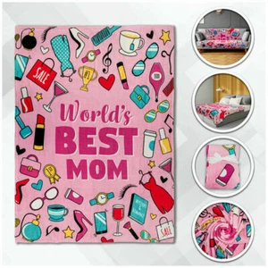 World's Best Mom Plush Blanket 50x60 Mother's Day Blanket For Mom Throw Blanket - Picture 1 of 9
