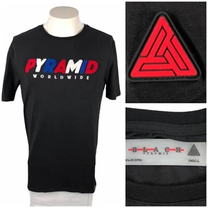 Black Pyramid Mens Small Shirt Black Spell Out 100% Cotton Short Sleeve EUC - Imagen 1 de 10