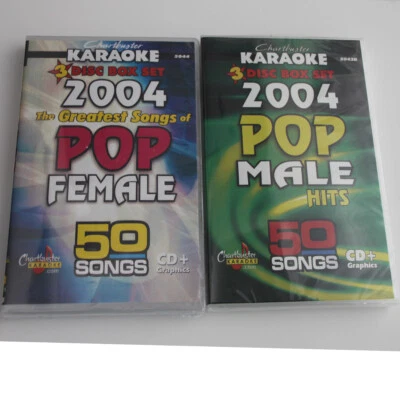 KARAOKE CD+G CHARTBUSTER MALE+FEMALE GREATEST 2004 POP SONGS CB-5043,5044 IN BOX - Image 1 of 2