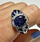 Neu Victoria Wieck Sterling Silber Blau Emaille Violett Cz Größe 7.75 Ring G