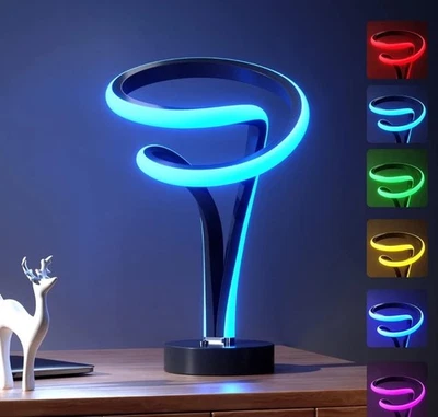 Modern Spiral RGB Table Lamp, Unique, 7 Colors 10 Light Modes LED, Touch Dimmabl - Image 1 of 4
