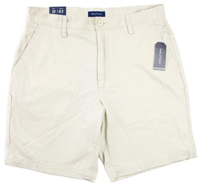 Nautica Mens Bermuda Deck Shorts 36 Classic Fit Flat Front Zip Fly Beige $59 NEW - Image 1 of 4
