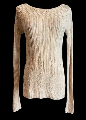 Suéter De Colección Y2K Mossimo Crochet Para Mujer Talla XS Marfil Tejido Abierto Elena Gilbert Foto 1 de 4