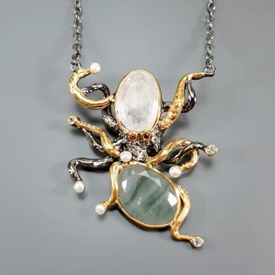 Joyería 35 ct+ Collar Aguamarina Natural Plata de Ley 925 17.75"/N27627 Foto 1 de 4