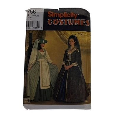Simplicity 7756 Costume Sewing Pattern 16-20 Medieval Renaissance Uncut Vintage - Image 1 of 4