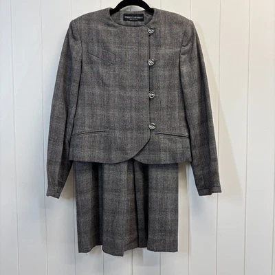 Vintage Herbert Grossman Womens Dark Academia Corpcore Plaid Skirt Suit Size 8 - Image 1 of 4
