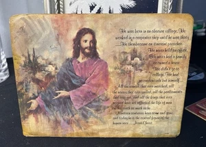 Christentum Jesus Christus Tisch Heizkissen/Plakette Korkrücken Vintage Dekor 8,5x6,5" - Bild 1 von 11