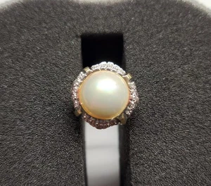 14k Yellow Gold Mabe Pearl & Diamond Ring (#2) - Picture 1 of 8