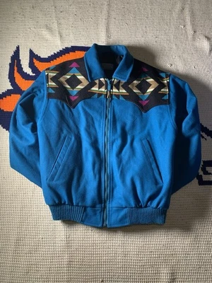 Vintage Pendleton Western Wear Aztec Bomber Turquoise Jacket Men’s Medium!!!!!!! - Image 1 of 4