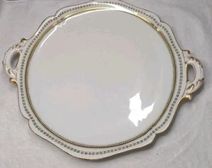 Plato con borde dorado Limoges 11" asas para servir Wm Guerin & Co Francia - Imagen 1 de 13