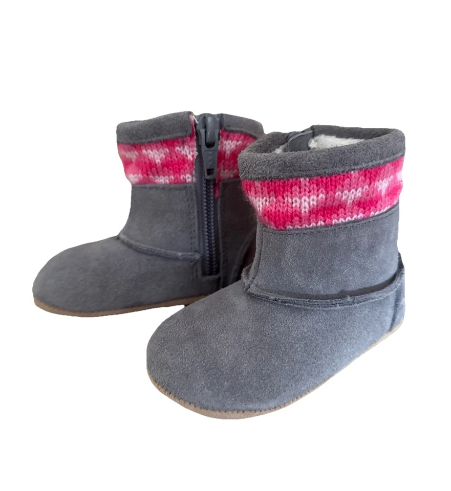 Robeez Zapatos Botines Niñas Gris Rosa 2 Mini Shoez Foto 1 de 4
